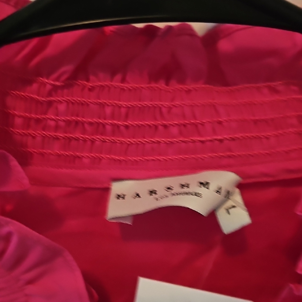 Women's Pink Ruffled Blouse - Picture 3 of 4